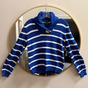 Ralph Lauren Blue and White Striped Sweater